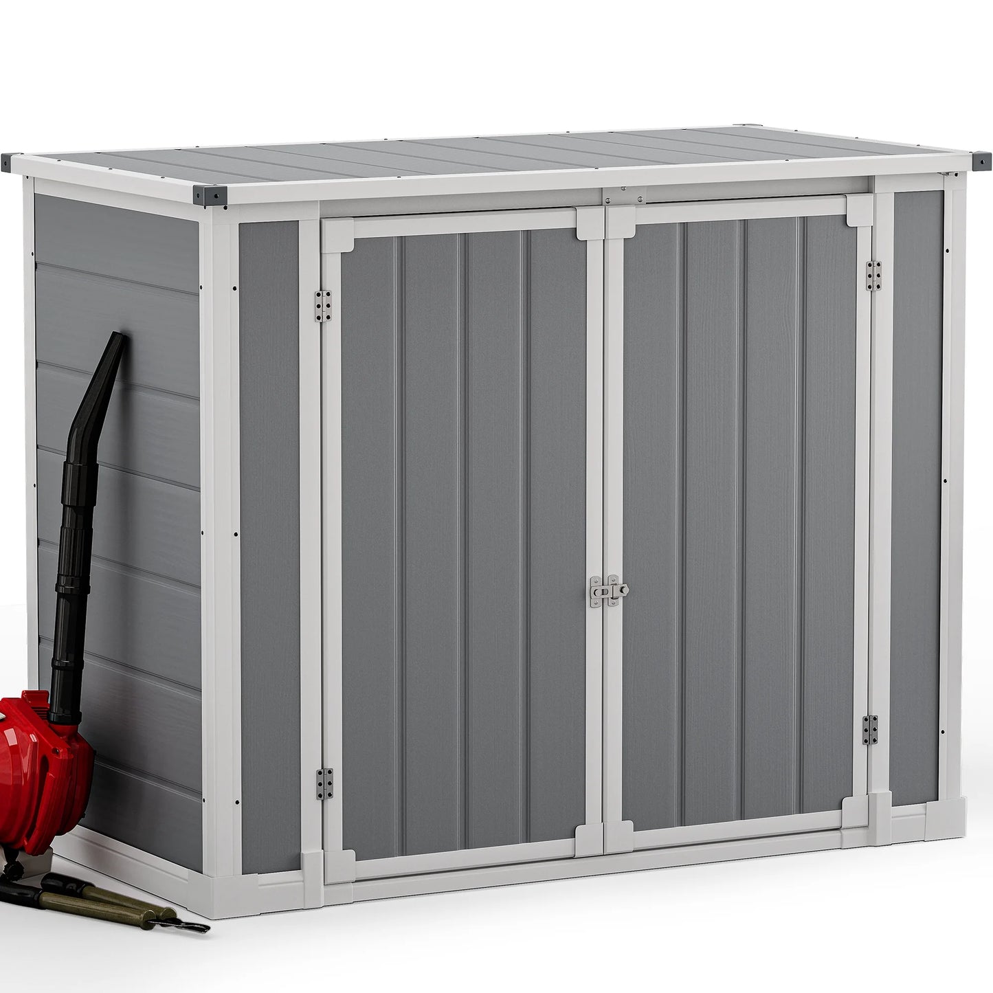 Dextrus 35 Cu ft Resin Storage Shed Without Shelf, 2.5?Dx4.7?Wx3.6° F All Weather Furniture for Patio