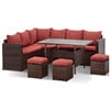 Superjoe 7 Pcs Outdoor Wicker Dining Set Patio Sectional Conversation Set with Table,Steel Frame,Ivory