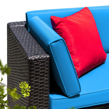 Lacoo 2 Pieces Patio Loveseat Outdoor Sectional Sofa Patio Conversation Set for Small Area, Blue