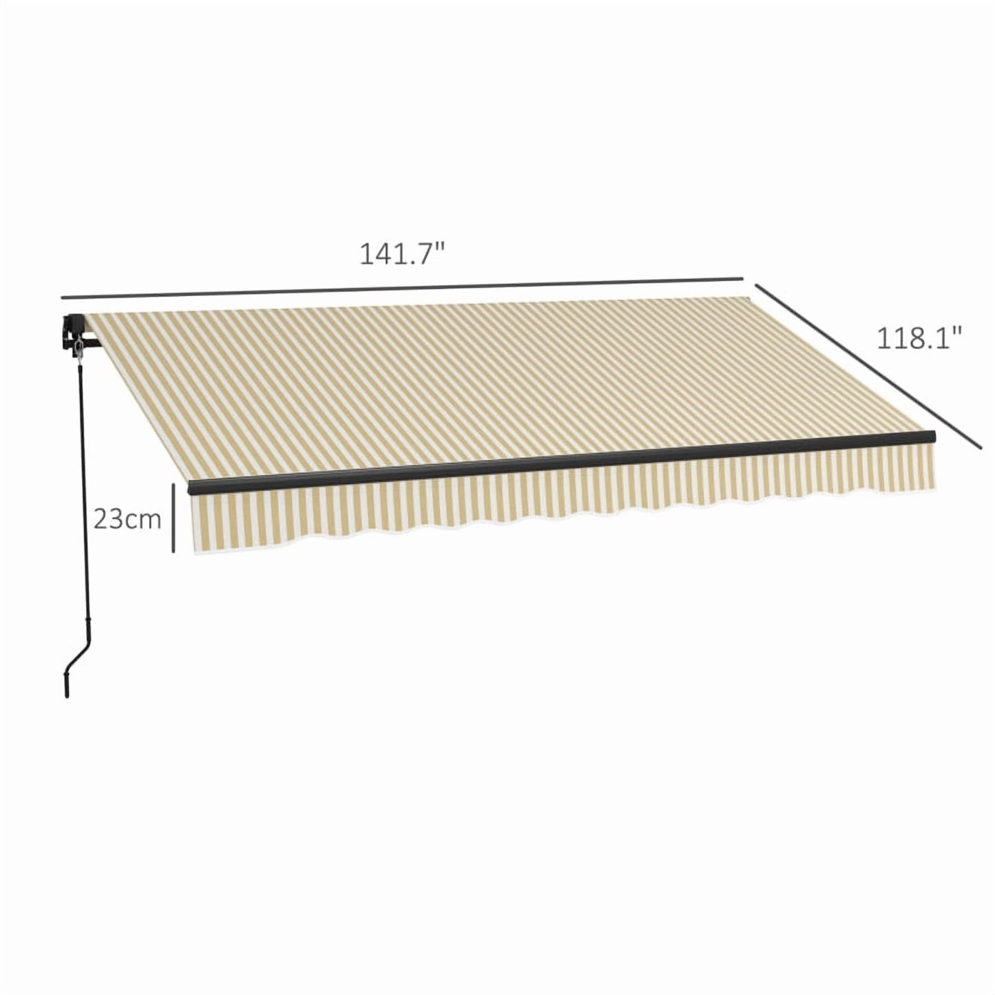 Outsunny 12' x 10' Retractable Awning, Patio Awning Sunshade Shelter with Manual Crank Handle, 280gsm UV Resistant Fabric and Aluminum Frame for Deck, Balcony, Yard, Beige and White On-Site