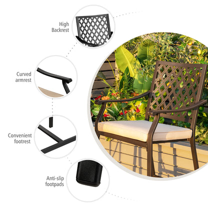 Costway Patio Square Bar Table Wood-Like Tabletop Metal Frame Garden Backyard