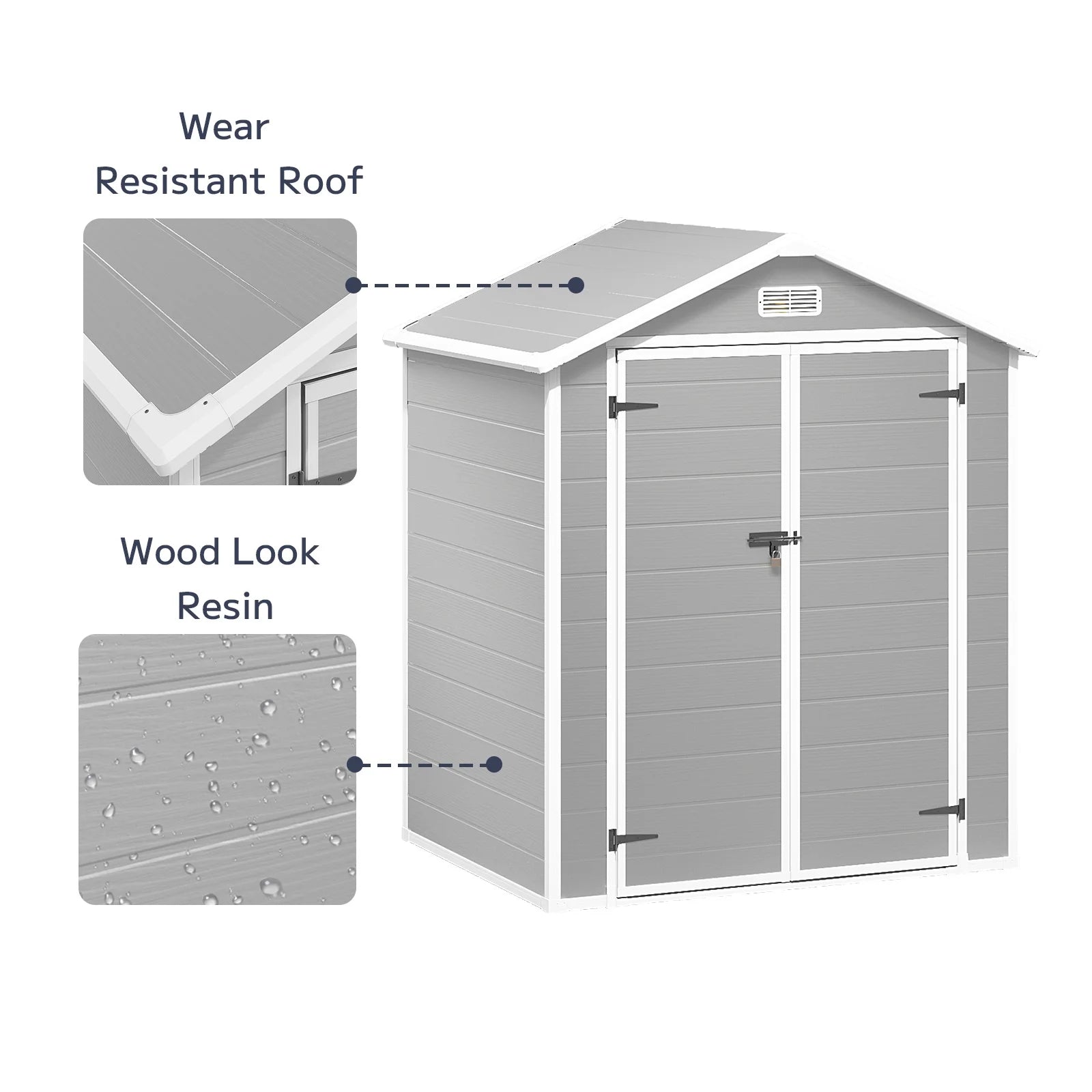 Asofer 6x4 FT Resin Storage Shed, Plastic Outdoor Shed with FloorSide Window, Lockable Door for Backyard, Garden, Patio, Gray