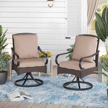 Sophia& William Patio Swivel Dining Chairs Set of 4 with Beige Cushions