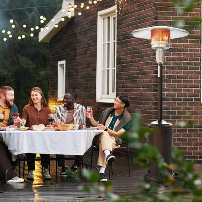 Nuu Garden Pyramid Patio Heater with Wheels, 48,000 BTU Outdoor Heaters for Outside Use, Quartz Glass Tube Propane Heater, Black