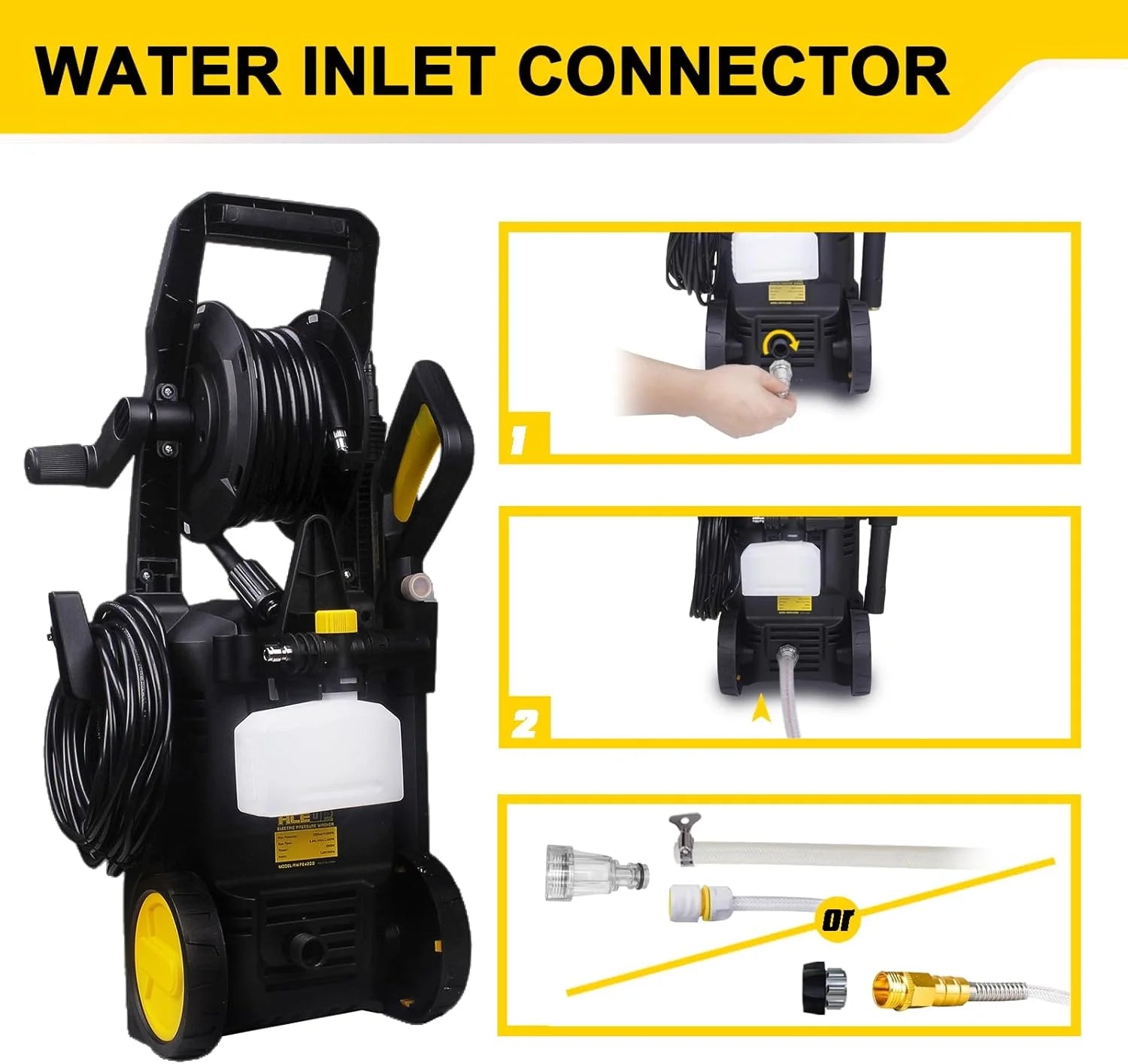 Aceup Energy 4000 PSI 2.6GPM Portable Electric Pressure Washer for Cars Fences Patios Driveways, Lightweight