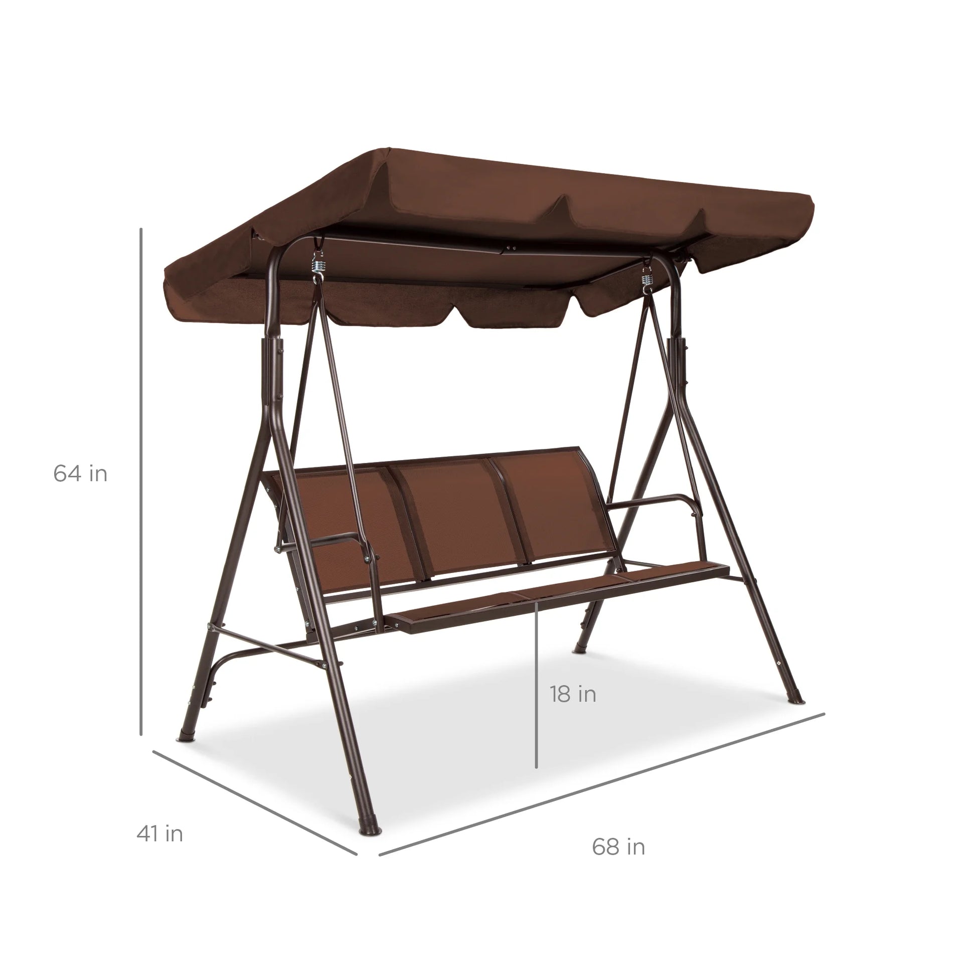 Best Choice Products 2-Seater Outdoor Adjustable Canopy Swing Glider Patio Bench w/Textilene, Steel Frame - Brown