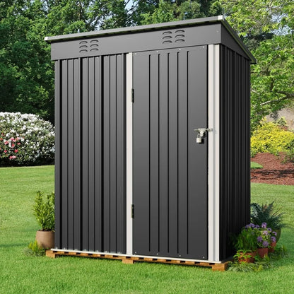 5'x3' Outdoor Storage Shed, Lofka Metal Storage Tool Shed with Single Lockable Door, for Bike| Garden Tools| Patio, Grey