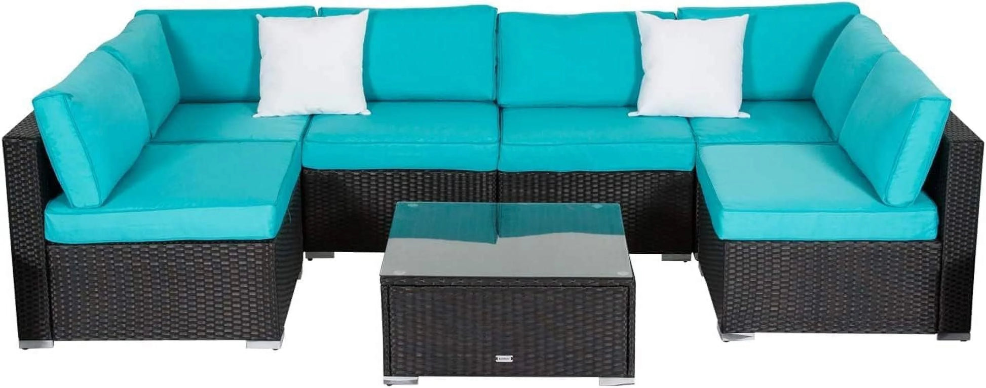 14 Piece Patio Cushion Covers Replacement - Outdoor Couch Cushion Slipcovers with Zipper for Sectional Sofa Furniture Set, Washable Outdoor Covers Only (Turquoise)