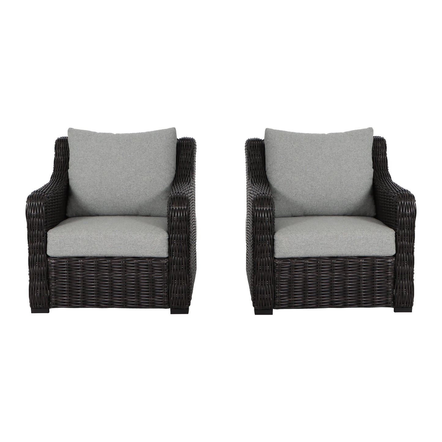 Better Homes & Gardens Bellamy 2-Pack Outdoor Wicker Club Lounge Patio Chairs, Dark Brown