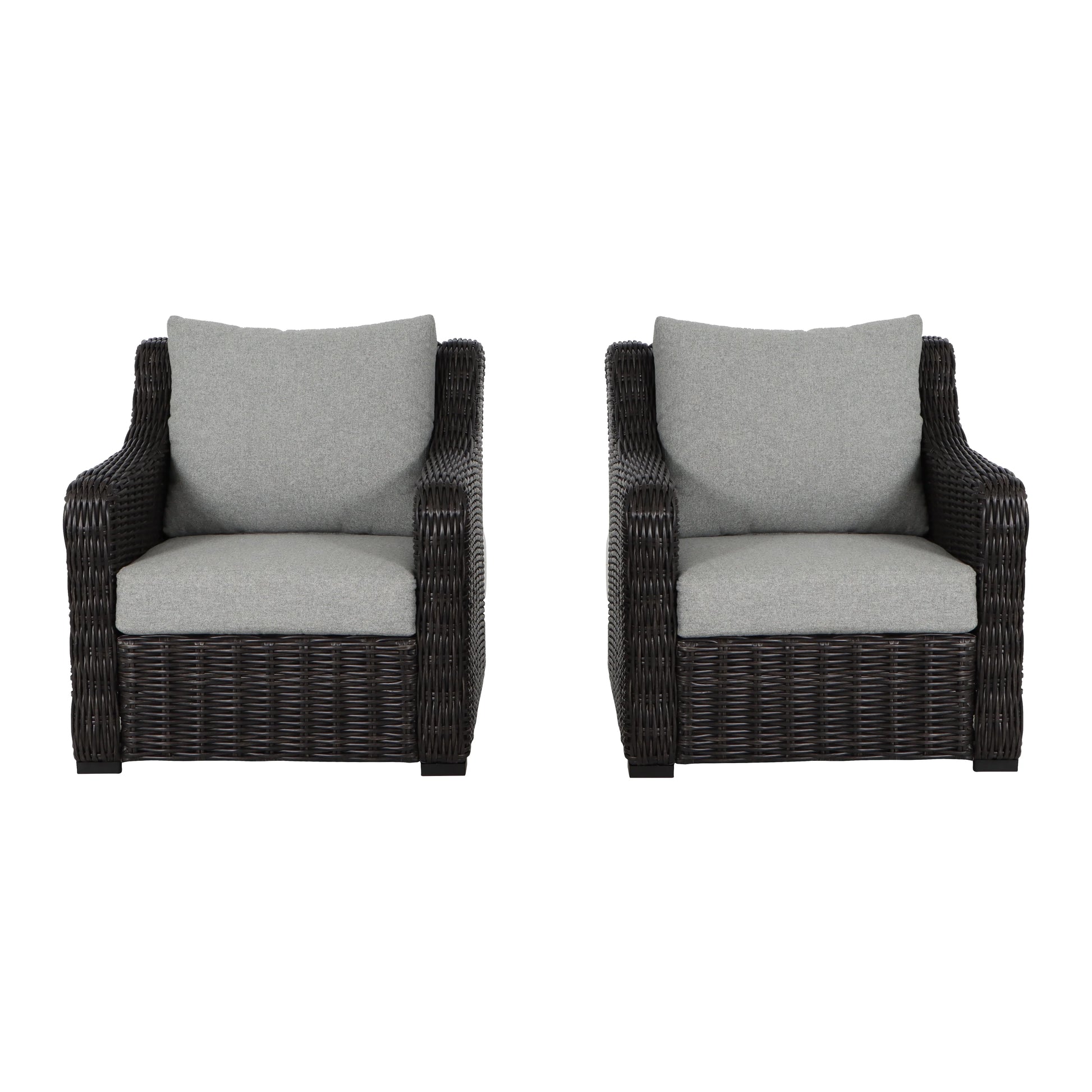 Better Homes & Gardens Bellamy 2-Pack Outdoor Wicker Club Lounge Patio Chairs, Dark Brown