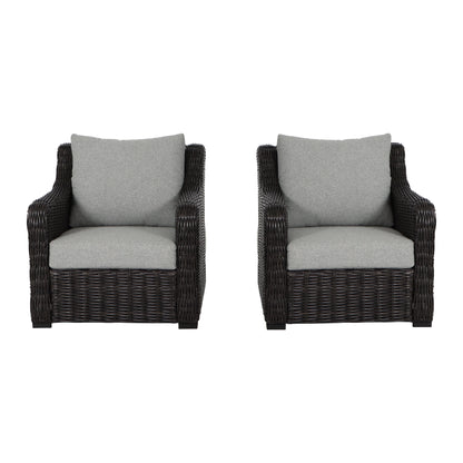 Better Homes & Gardens Bellamy 2-Pack Outdoor Wicker Club Lounge Patio Chairs, Dark Brown