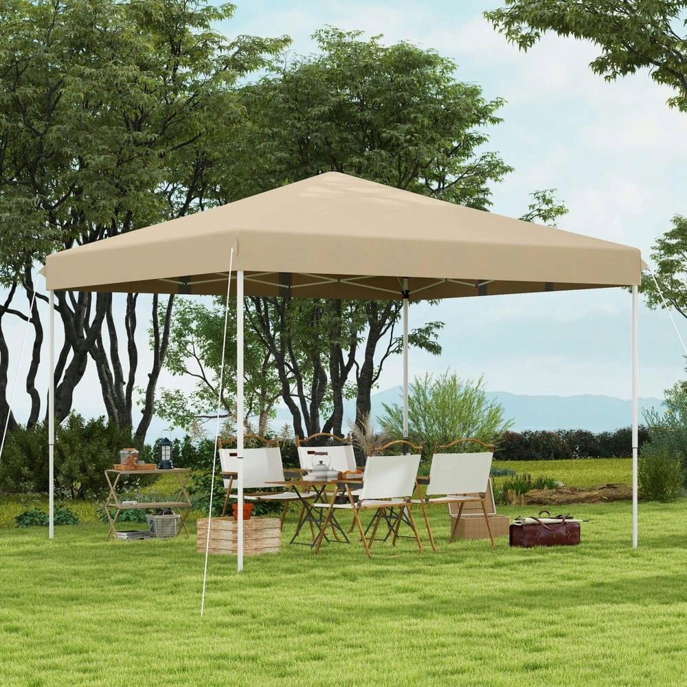 GVN Backyard Garden Canopy, Camping Canopy Screen Tent,13' x 13' Pop Up Canopy Tent with Height Adjustable, Carry Bag for Outdoor, Garden, Patio, Beige