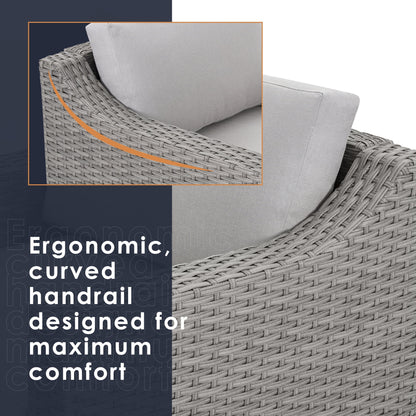 HAPPATIO 5-Piece Wicker Patio Conversation Set with Beige Cushions