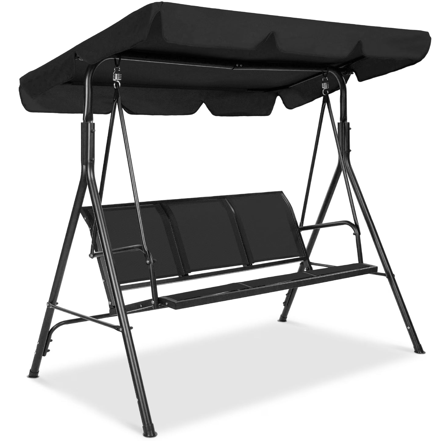 Best Choice Products 2-Seater Outdoor Adjustable Canopy Swing Glider Patio Bench w/Textilene, Steel Frame - Brown