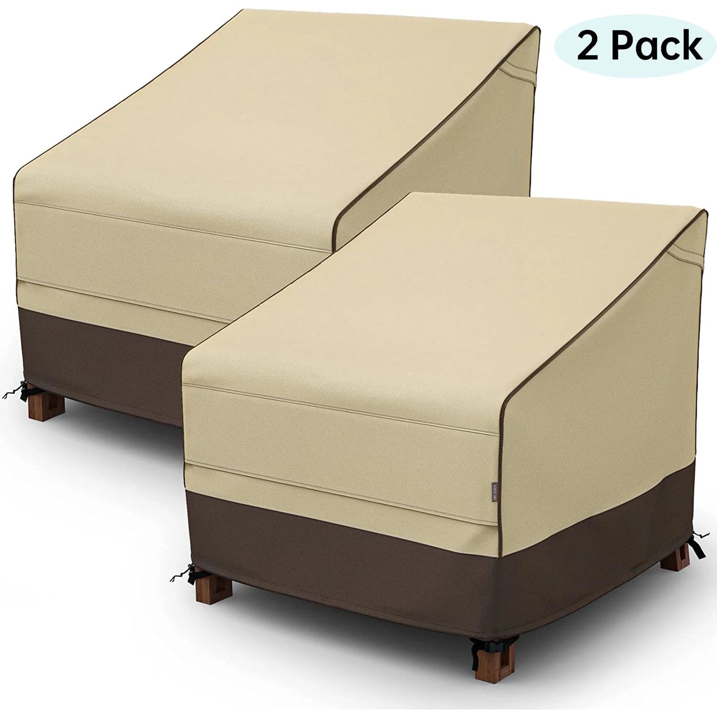 600D Patio Chair Cover, Outdoor Furniture Cover for Lawn Patio Chair, 38" x 40" x 34" Waterproof Anti-UV Patio Furniture Covers with Large Air Vents, 2 Pack, Brown & Khaki
