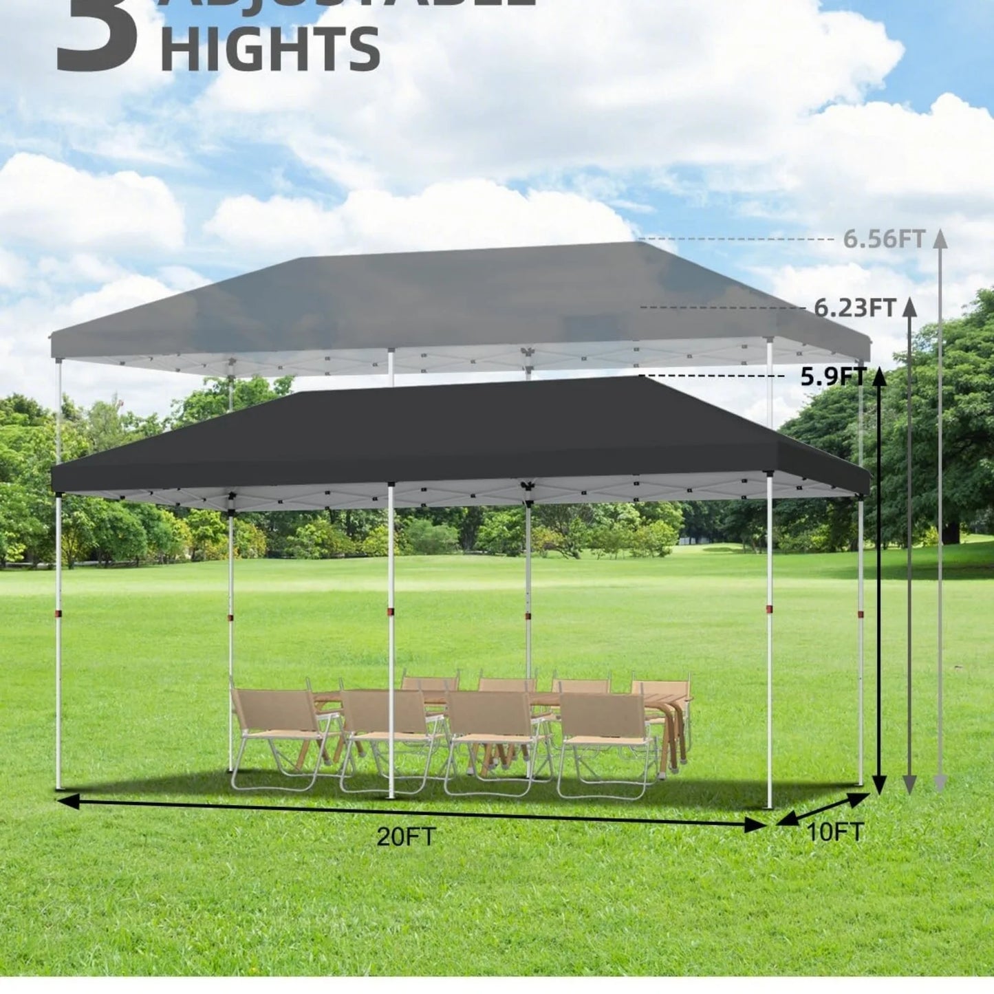 Telyswee 10'x20' Pop Up Canopy, Waterproof & UV Resistant Commercial Instant Canopy Tent Outdoor Events Instant Shelter for Farmer Market, Party, Event, Patio