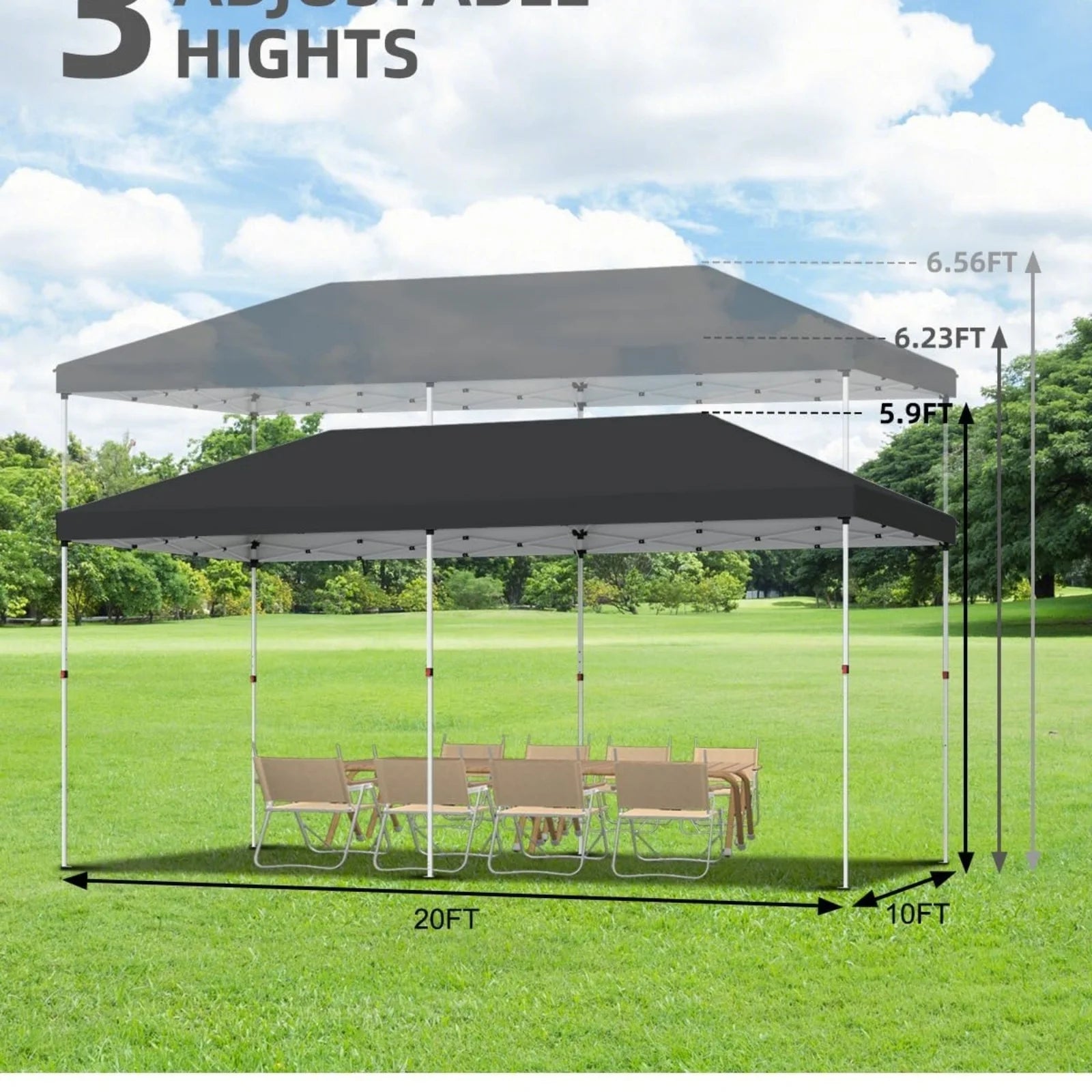 Telyswee 10'x20' Pop Up Canopy, Waterproof & UV Resistant Commercial Instant Canopy Tent Outdoor Events Instant Shelter for Farmer Market, Party, Event, Patio