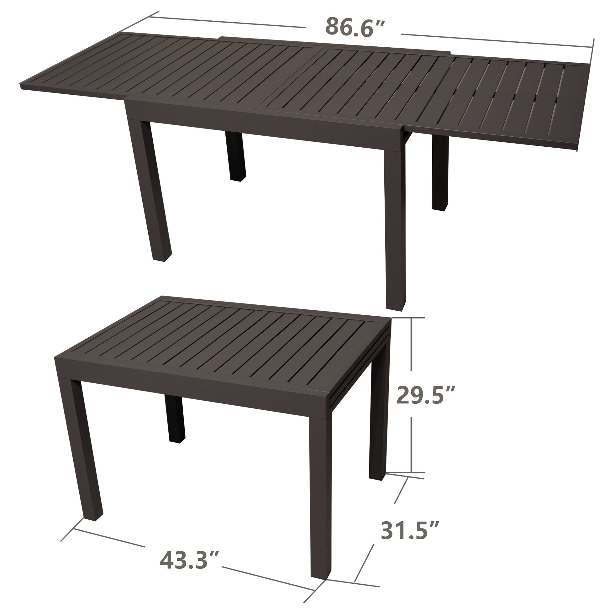Kozyard Villa Outdoor Patio Metal Slate and Aluminum Rectangle Dining Table ( Gray )