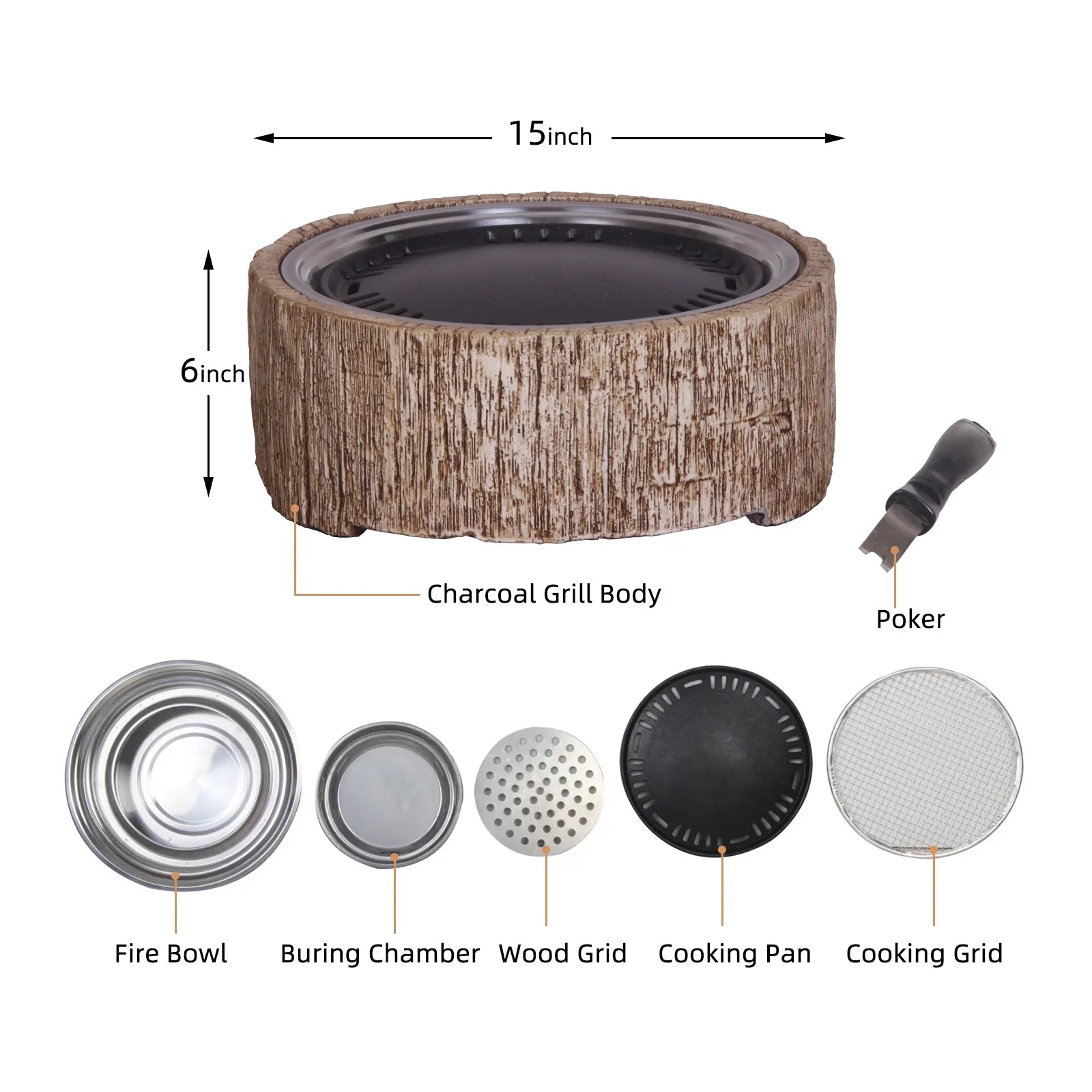 Afterglow 15 Inches Charcoal Grill Barbecue Smoker Stove Tabletop BBQ Outdoor Party for Patio Garden Backyard Decking Camping, Brown ?