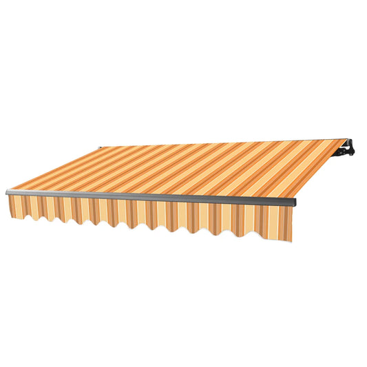 ALEKO 16' x 10' Retractable Motorized Black Frame Patio Awning, Multi Striped Yellow Color