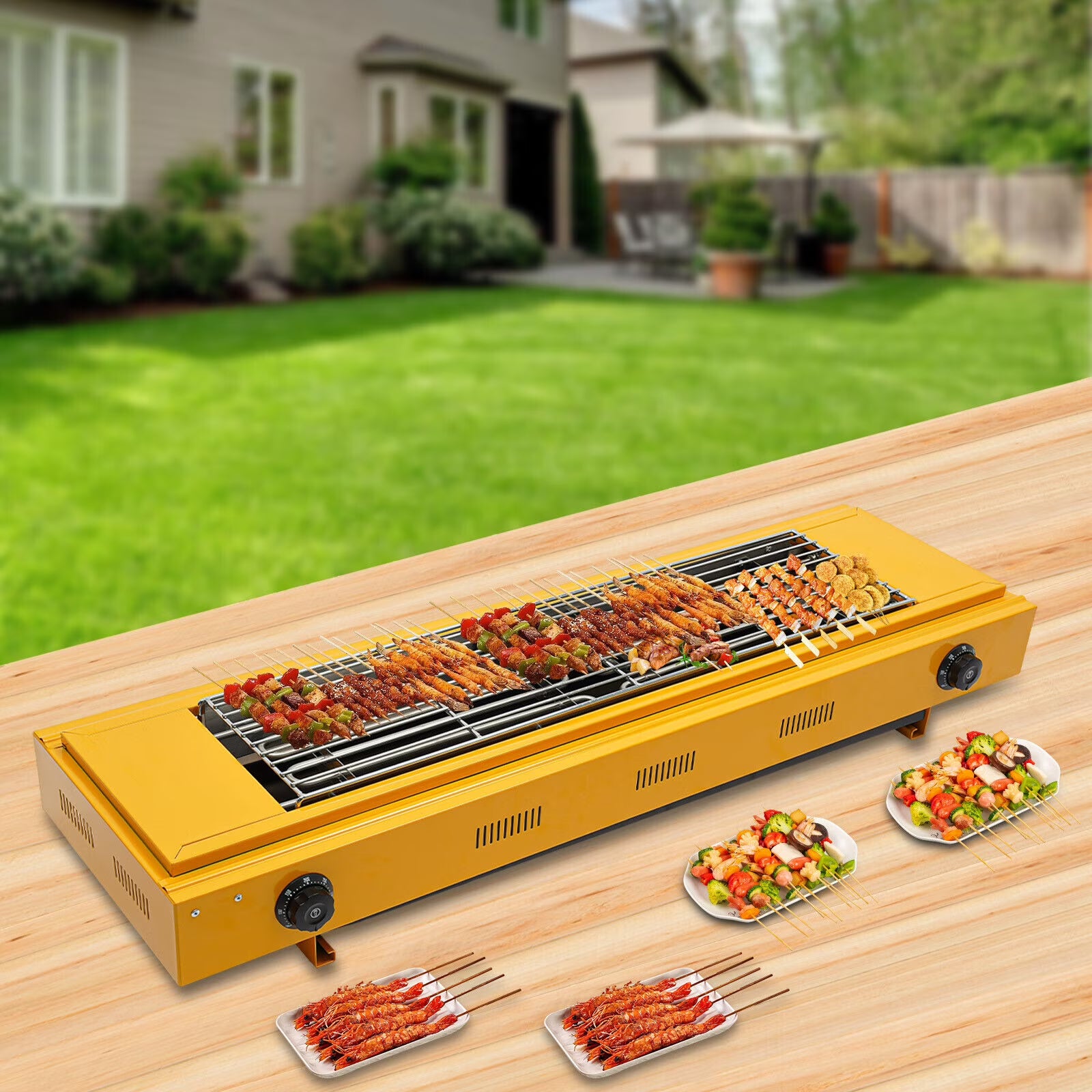 SC-D110 Rectangular Countertop BBQ Grill 50-300° C/122-572° F Electric Barbecue Grill 3000W 110V/60Hz for Barbecues, Parties, Decks, Patios, Restaurants