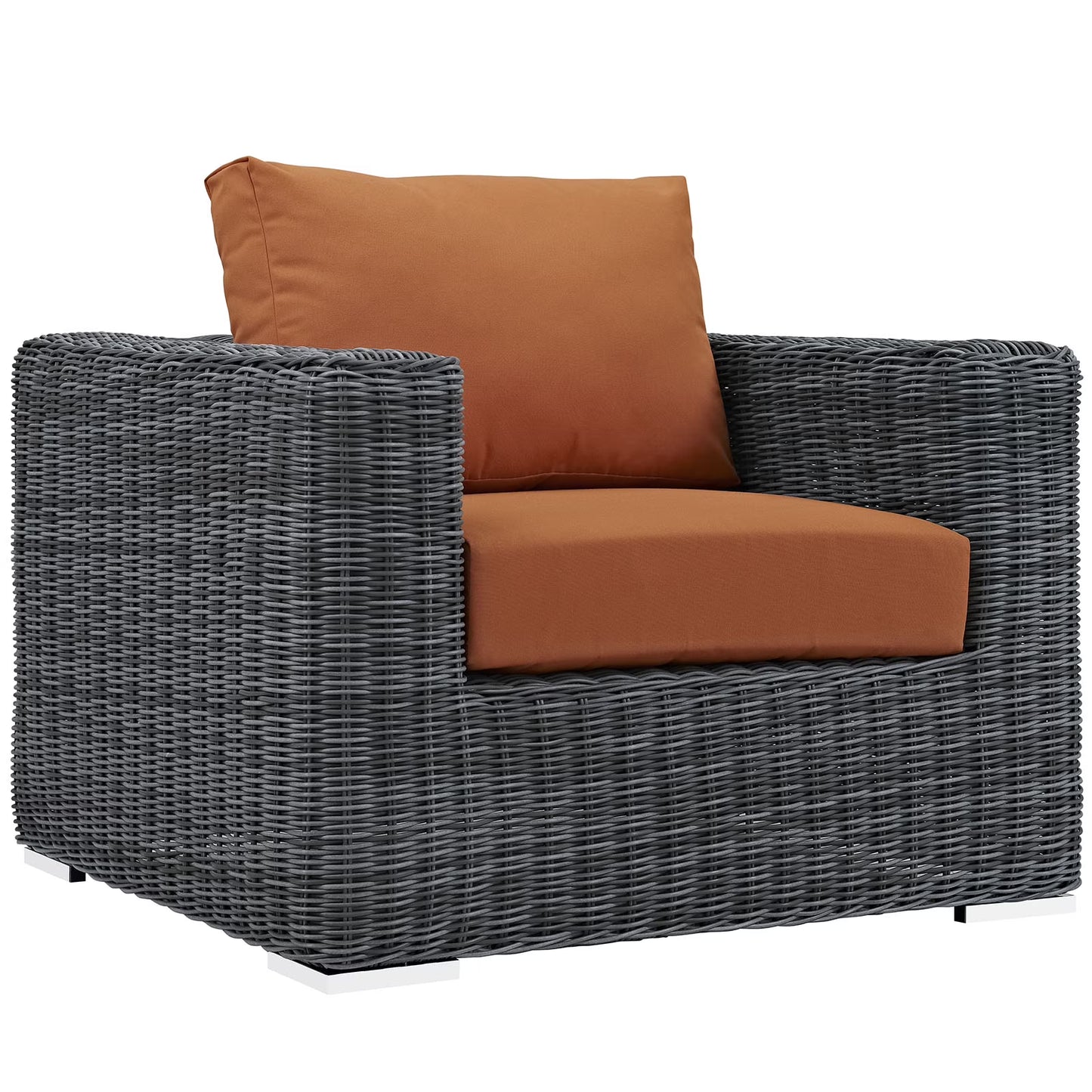 Modern Contemporary Urban Design Outdoor Patio Balcony Lounge Chair, Beige, Rattan