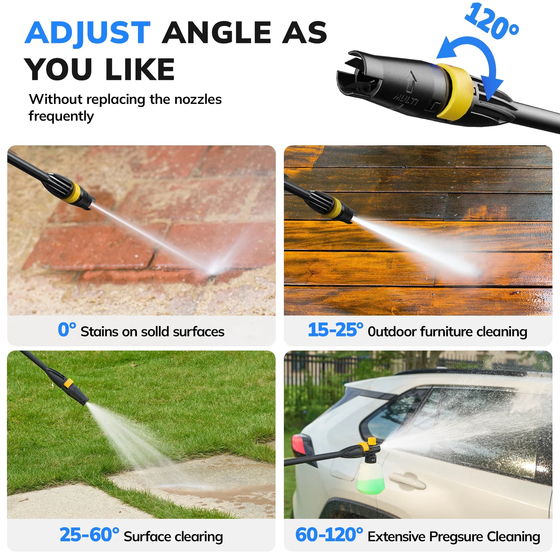 TCISA Electric Pressure Washer,4000 PSI Max 2.8 GPM Power Washer with 35FT Cord,20FT Hose,Adjustable Nozzle 0-120°,Foam Cannon for Car Garden Patio