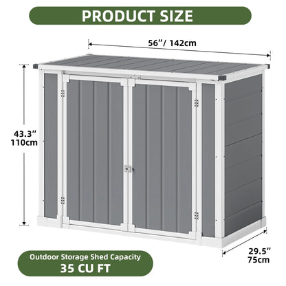 Dextrus 35 Cu ft Resin Storage Shed Without Shelf, 2.5?Dx4.7?Wx3.6° F All Weather Furniture for Patio