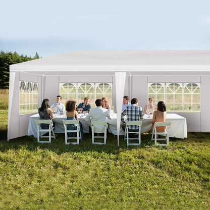 10'x30' Outdoor Party Tent with 8 Removable Sidewalls, Waterproof White Canopy Wedding Gazebo for Backyard, Patio, Camping & Events