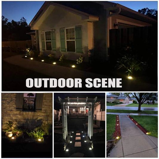 Rirool Solar Ground Lights, 8 LED Solar Disk Lights Outdoor Waterproof for Garden Yard Patio Pathway Lawn Driveway Walkway- Warm White 8 Pack