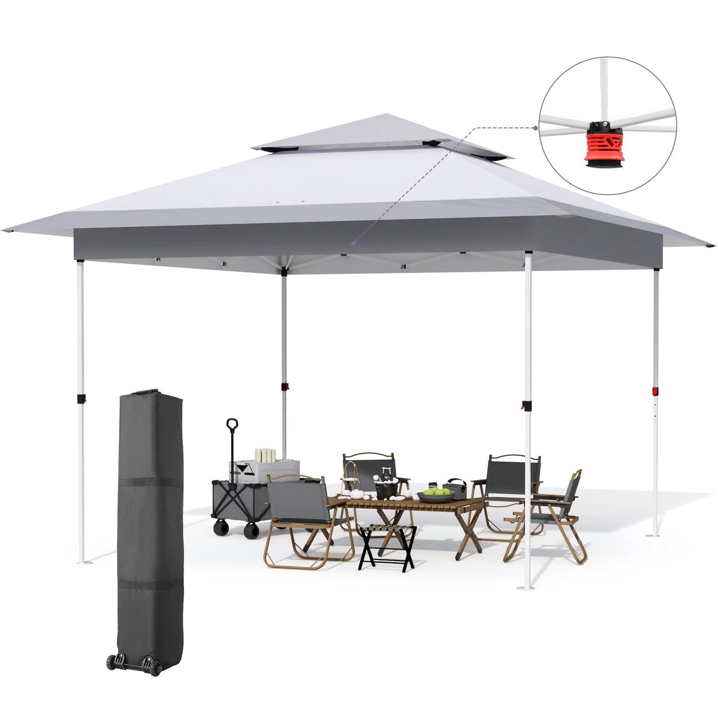 Arlopu White 12' x 12' Ez Pop Up Canopy Tent Portable Instant Folding Shelter Outdoor Camping Canopy Patio Party Gazebo