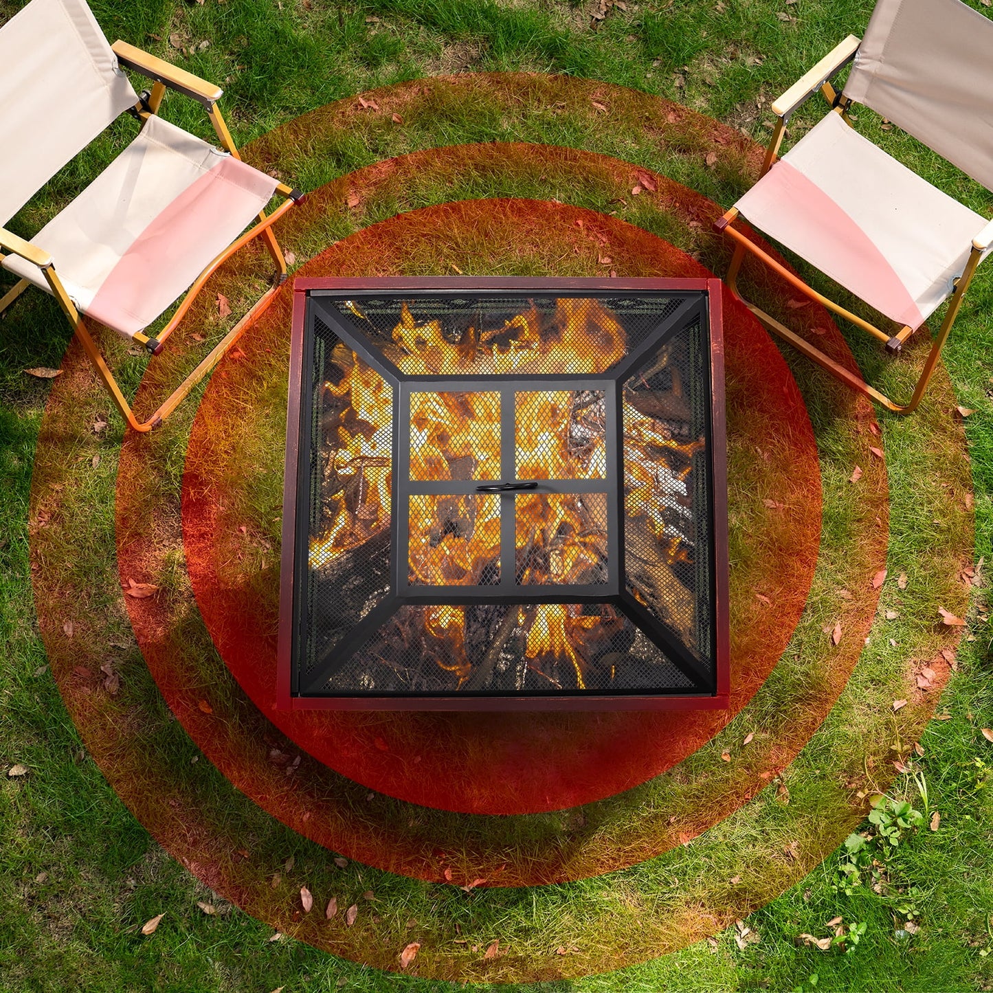 MistMo 26? Square Wood Burning Fire Pit for Outdoor Patio Garden