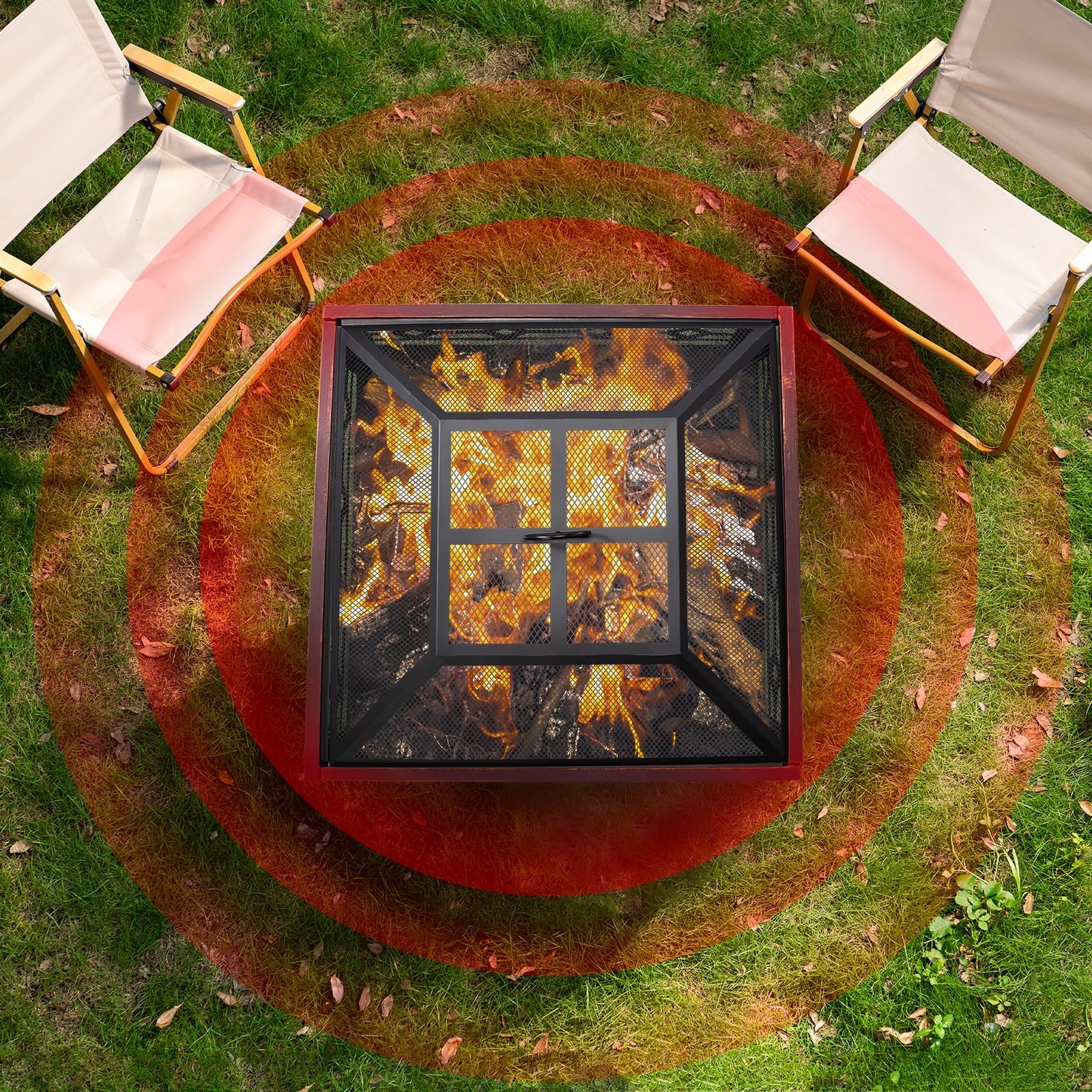 MistMo 26? Square Wood Burning Fire Pit for Outdoor Patio Garden