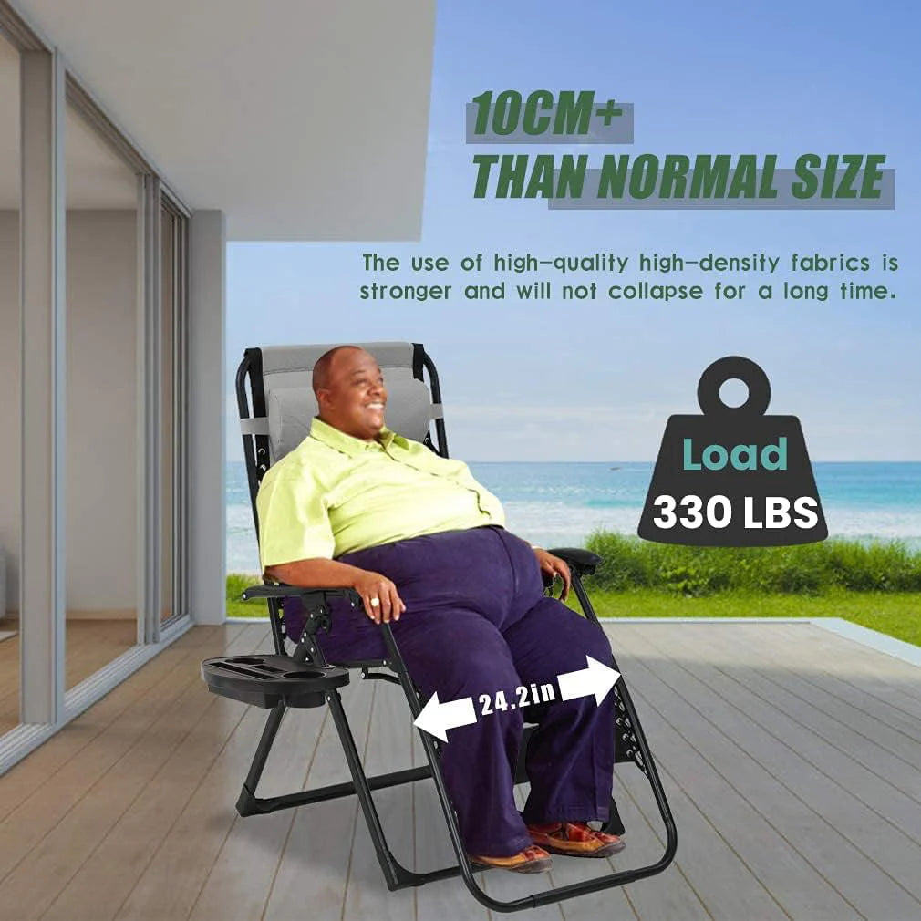 Zero Gravity Chair Oversized Patio Recliner Lounge Chair Patio Lounge Chairs with Adjustable Headrest Support Padded Seat & Back for Outside Patio Pool Deck Camping, Green