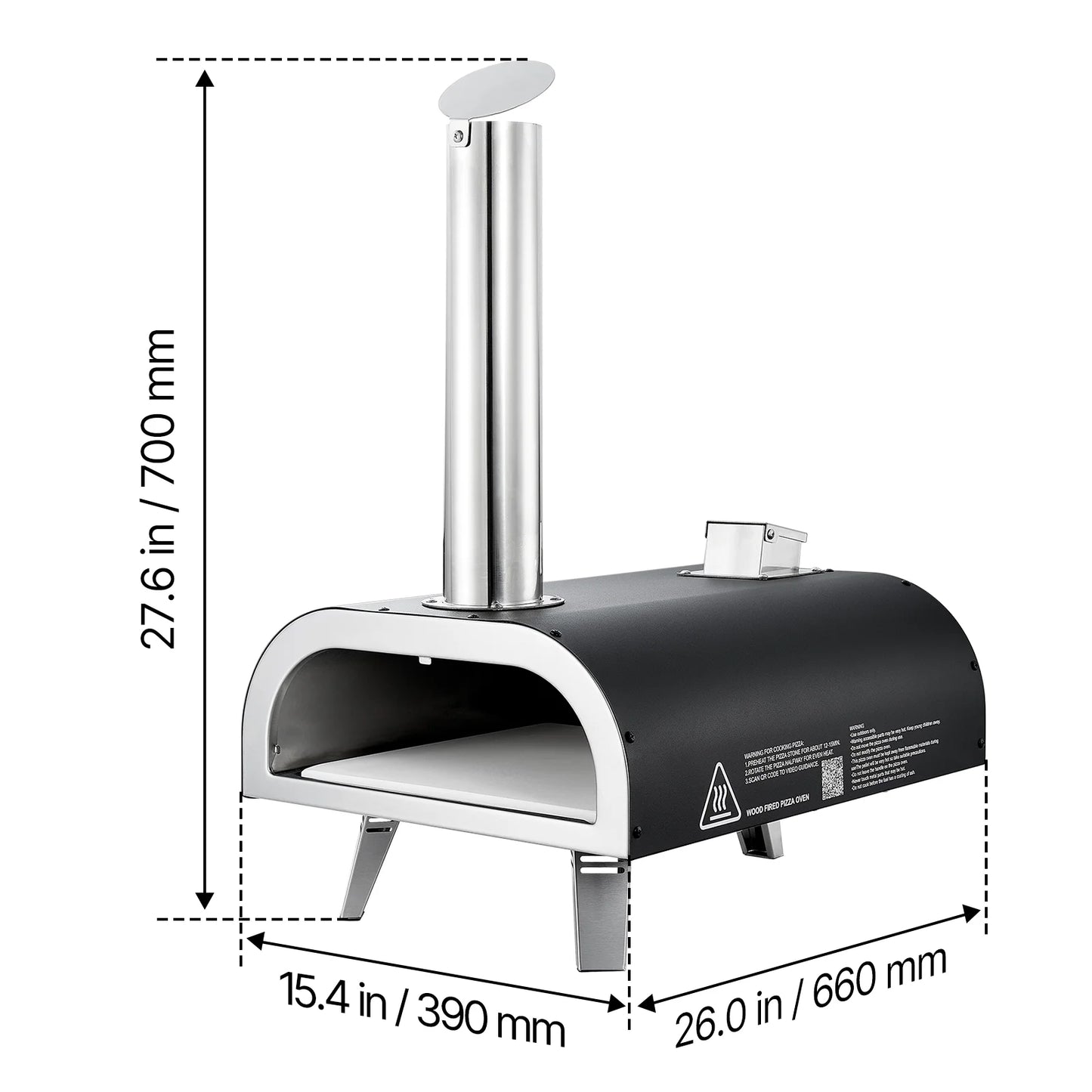 VEVOR Outdoor Pizza Oven, 12 Inch Wood Fired Pizza Ovens, Pellet Pizza-Stove with Thermometer, Portable Pizza-Maker for Outside Backyard Patio Camping, Pizza-Stone, Carry Bag, Shovel, Black
