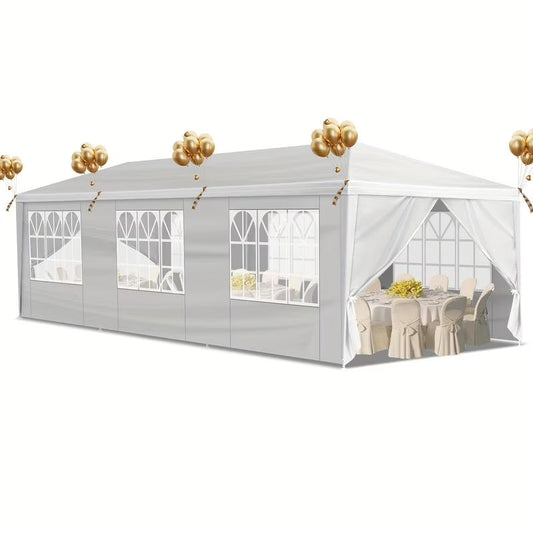 Waterproof 10'x30' Outdoor Party Tent Canopy | with 8 Removable Sidewalls for Patio, Wedding, Or Gazebo,Includes Accessories Portable Garage Storage Double Roof Curtains Double-Sided Umbrella
