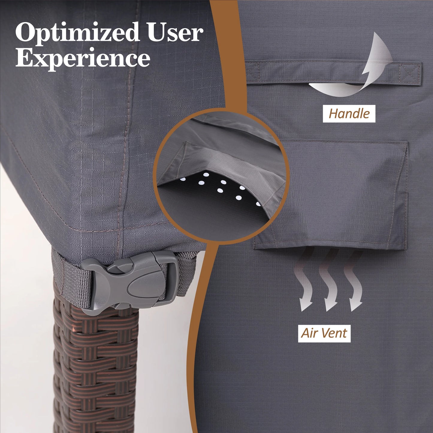 WJ-X3 Extra Large Waterproof Patio Outdoor Furniture Cover, 126" W x 84" D x 31" H, Gray
