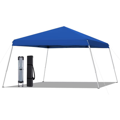 10x10 Pop Up Canopy Tent With Durable Silver Coated Cover And Adjustable Slant Legs, Easy Setup Outdoor Patio Instant Sun Shelter - Blue, Included 1 x Storage Carry Bag, 4 x Guylines, 8 x Stakes