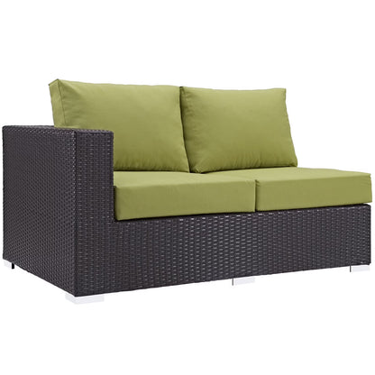 Modway Convene Outdoor Patio Left Arm Loveseat in Espresso Red