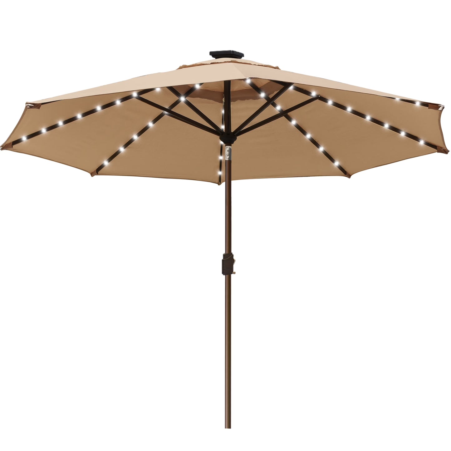 EliteShade Sunbrella Solar Umbrellas 9ft Market Umbrella with 80 LED Lights Patio Umbrellas Outdoor Table Umbrella with Ventilation and 5 Years Non-Fading Top,Coal