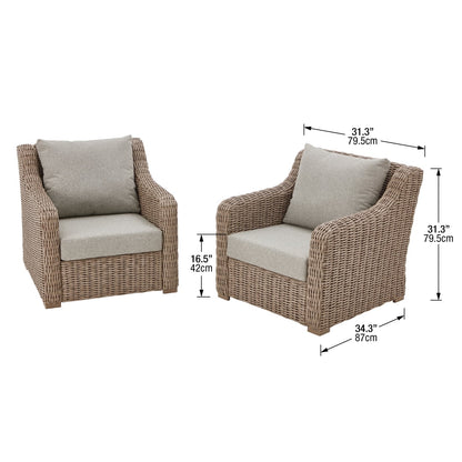 Better Homes & Gardens Bellamy 2-Pack Outdoor Wicker Club Lounge Patio Chairs, Dark Brown
