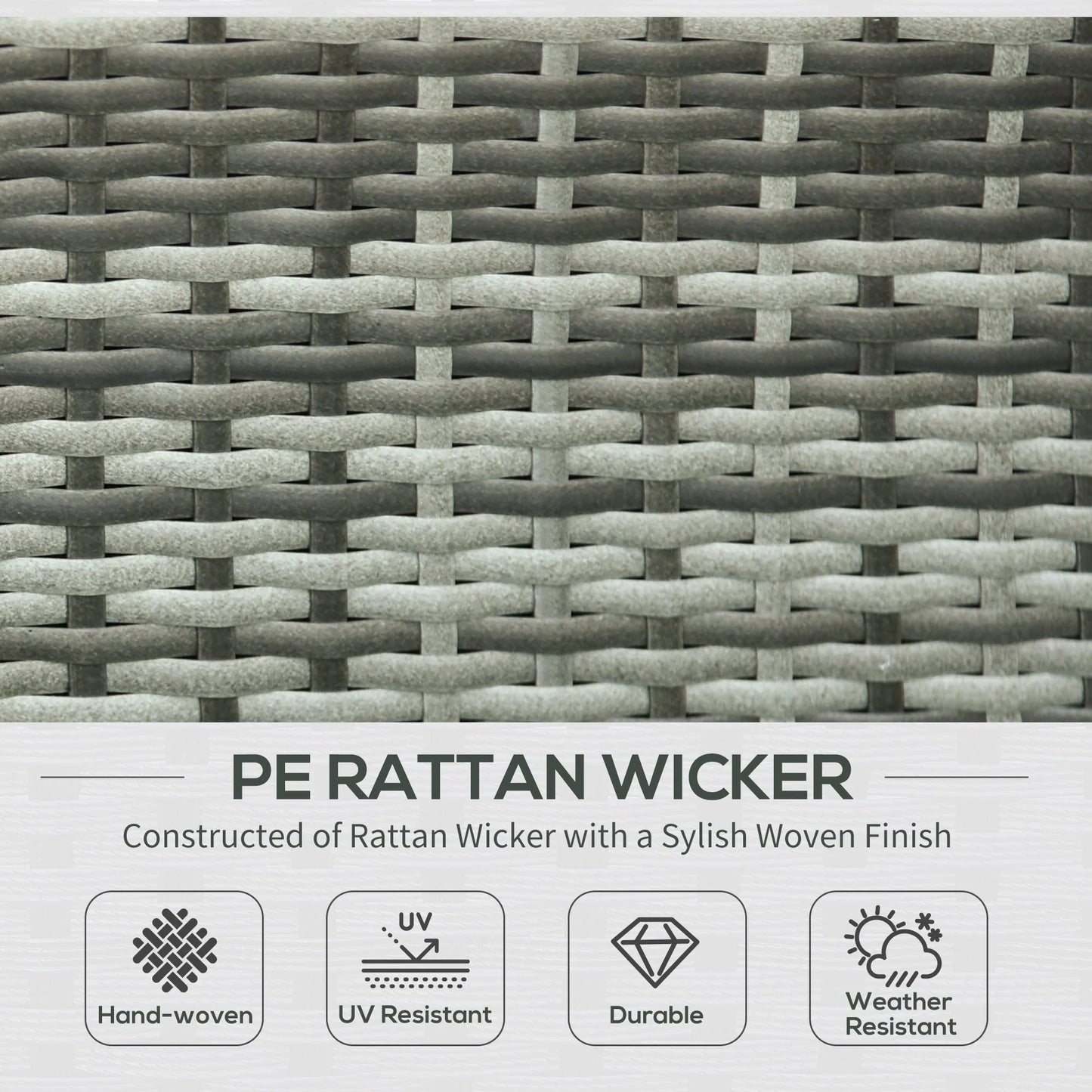 Outsunny 7pc Sectional Wicker Patio Furniture, Charcoal