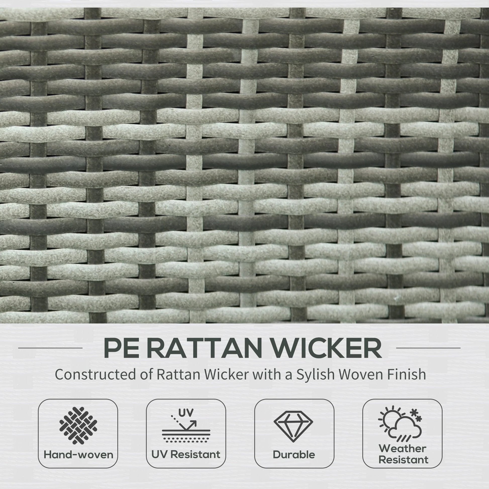 Outsunny 7pc Sectional Wicker Patio Furniture, Charcoal