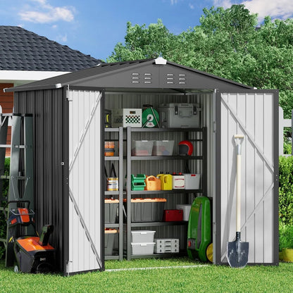 6' x 4' Outdoor Storage Shed on Sale, Aiho Shed & Outdoor Storage Clearance, Metal Storage Shed for Outside, Backyard, Garden & Patio - Dark Gray