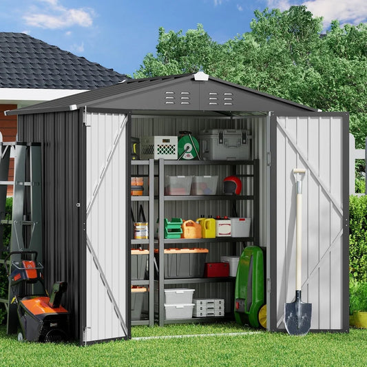 6' x 4' Outdoor Storage Shed on Sale, Aiho Shed & Outdoor Storage Clearance, Metal Storage Shed for Outside, Backyard, Garden & Patio - Dark Gray