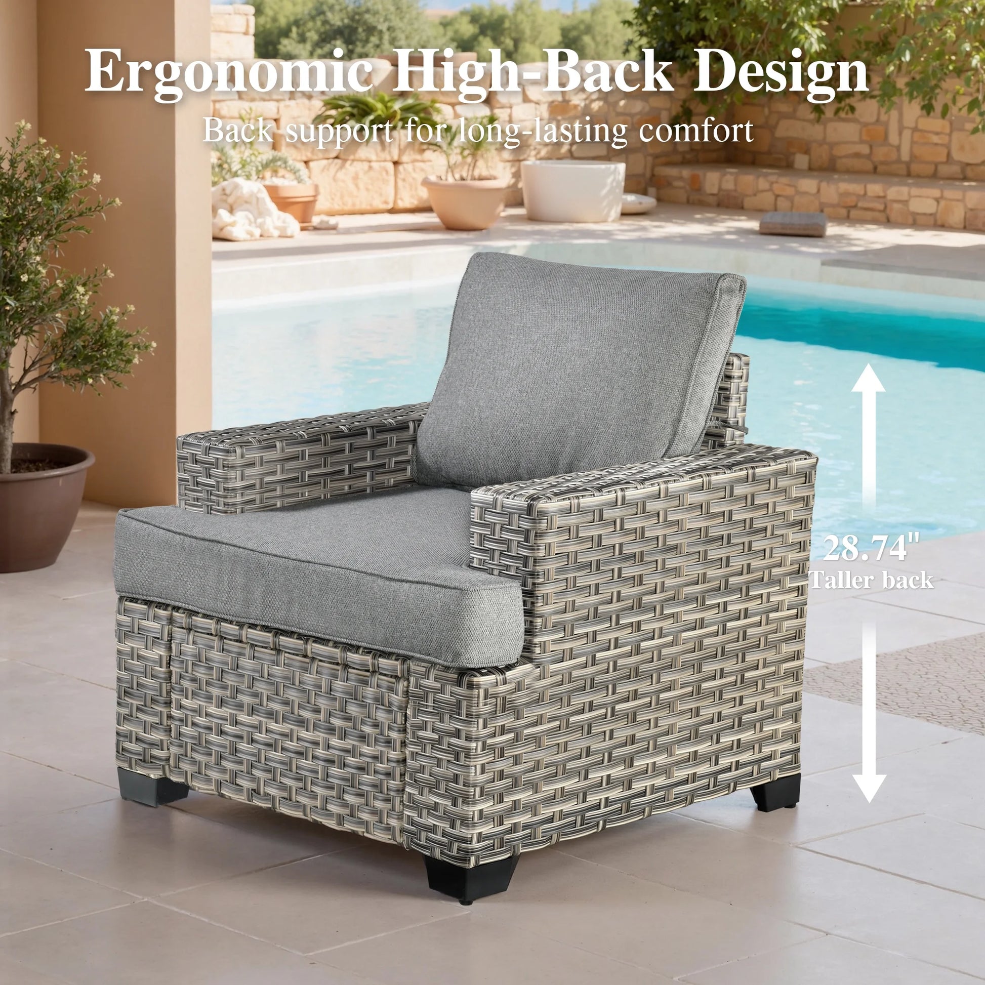 Ovios 7 Pieces Outdoor Patio Sectional Furniture All-Weather Rattan Wicker Conversation Patio Sofa Outdoor Chairs for Backyard Balcony