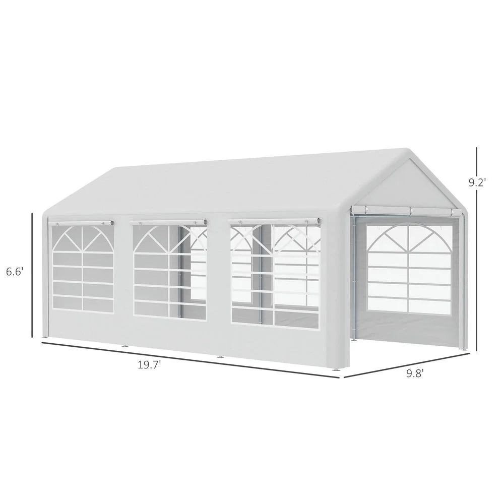 Topcobe 10' x 20' Heavy Duty Party Tent & Carport with Removable Sidewalls and Double Doors, Large Canopy Tent, Sun Shade Shelter, Outdoor Patio Canopy for Garden Backyard Parties, BBQ, White