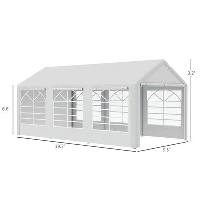 Topcobe 10' x 20' Heavy Duty Party Tent & Carport with Removable Sidewalls and Double Doors, Large Canopy Tent, Sun Shade Shelter, Outdoor Patio Canopy for Garden Backyard Parties, BBQ, White