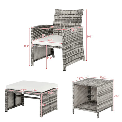 Patio Set Outdoor Furniture, 5 PCS Patio Bistro Set with Glass Coffee Table, Patio Sectional Sofa Conversation Set, Outside Furniture Set for Garden, Backyard, Porch, Balcony, Poolside, JA2936