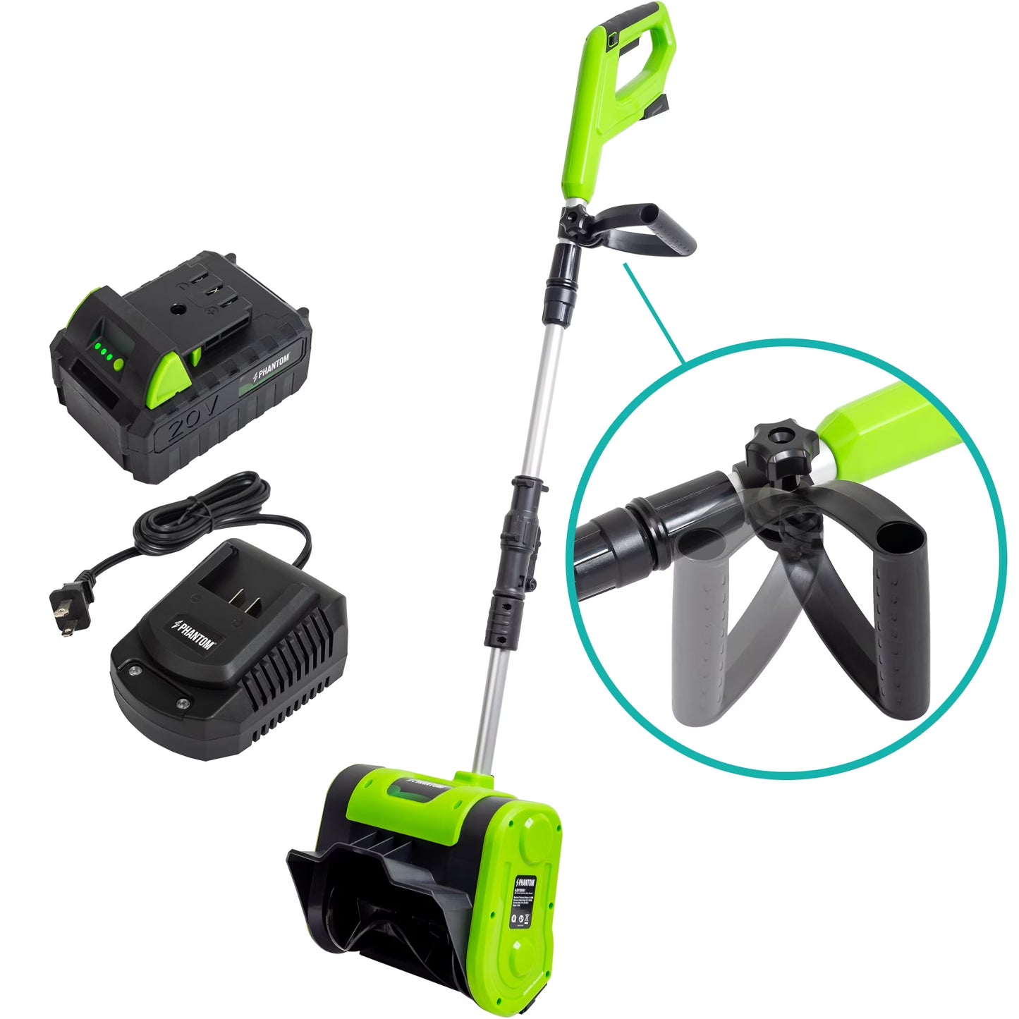 Cordless Snow Shovel, 20V Battery Powered Snow Blower, Lightweight Electric Snow Thrower with Adjustable Handle, Directional Plate, Perfect for Patios, Decks, Walkways, and Driveways (20 INCH)